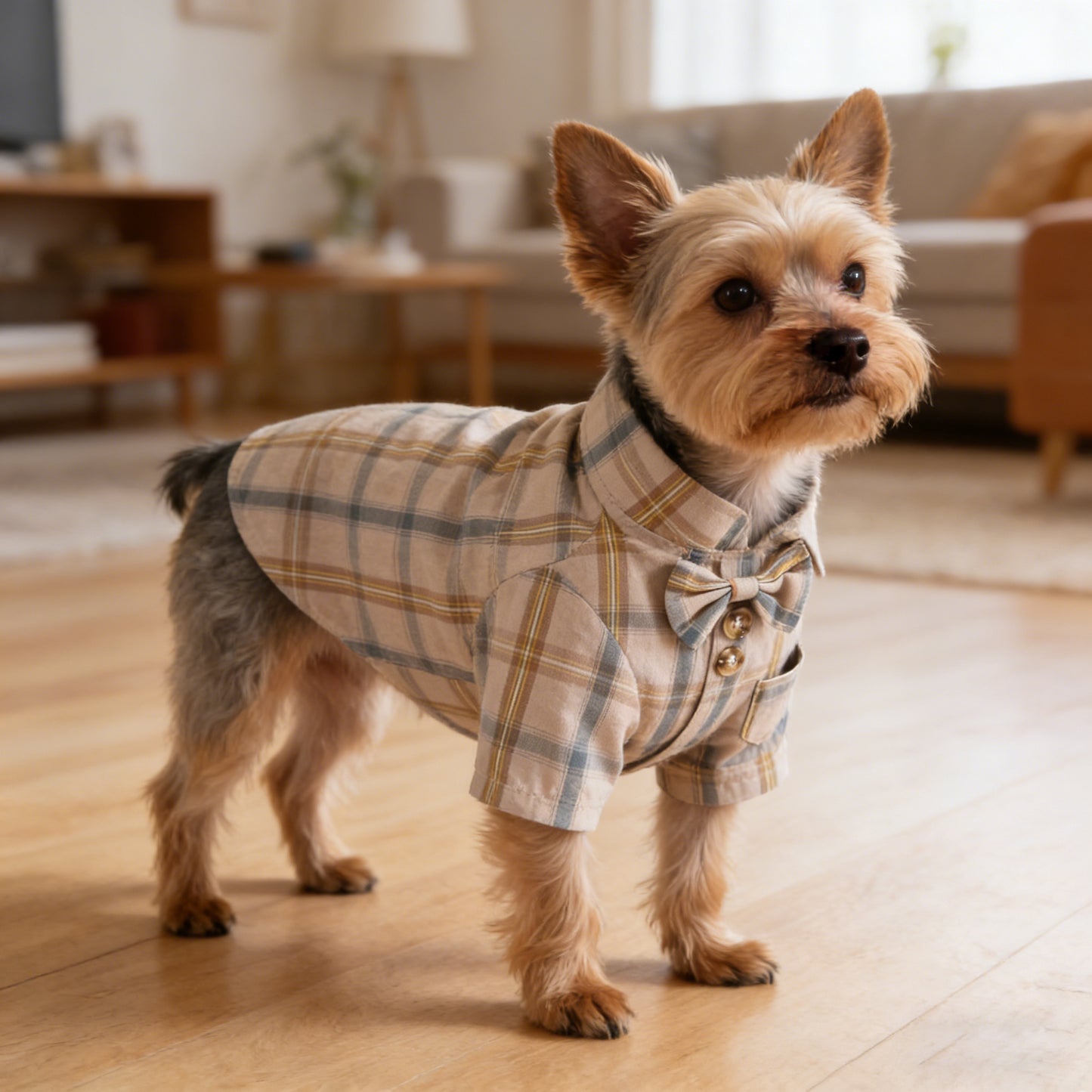 British Style Plaid Pet Shirt