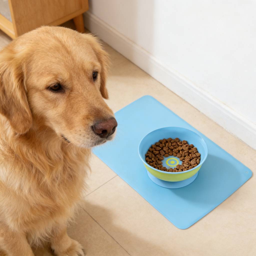 Pet Non-Slip Slow Feeder Bowl &amp; Spill-Proof Silicone Placemat Series