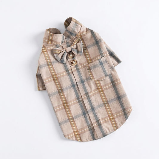 British Style Plaid Pet Shirt
